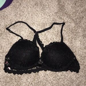 PINK black lace racer back push-up bra size 34A